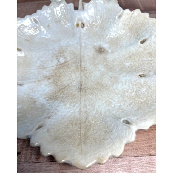 RARE Antique Laughlin Bros Premium Stone China 1870s Grape Leaf Plate Eagle Lion - Picture 2 of 4